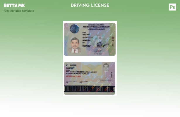 Шаблон за возачка дозвола во Перу во модерен стил